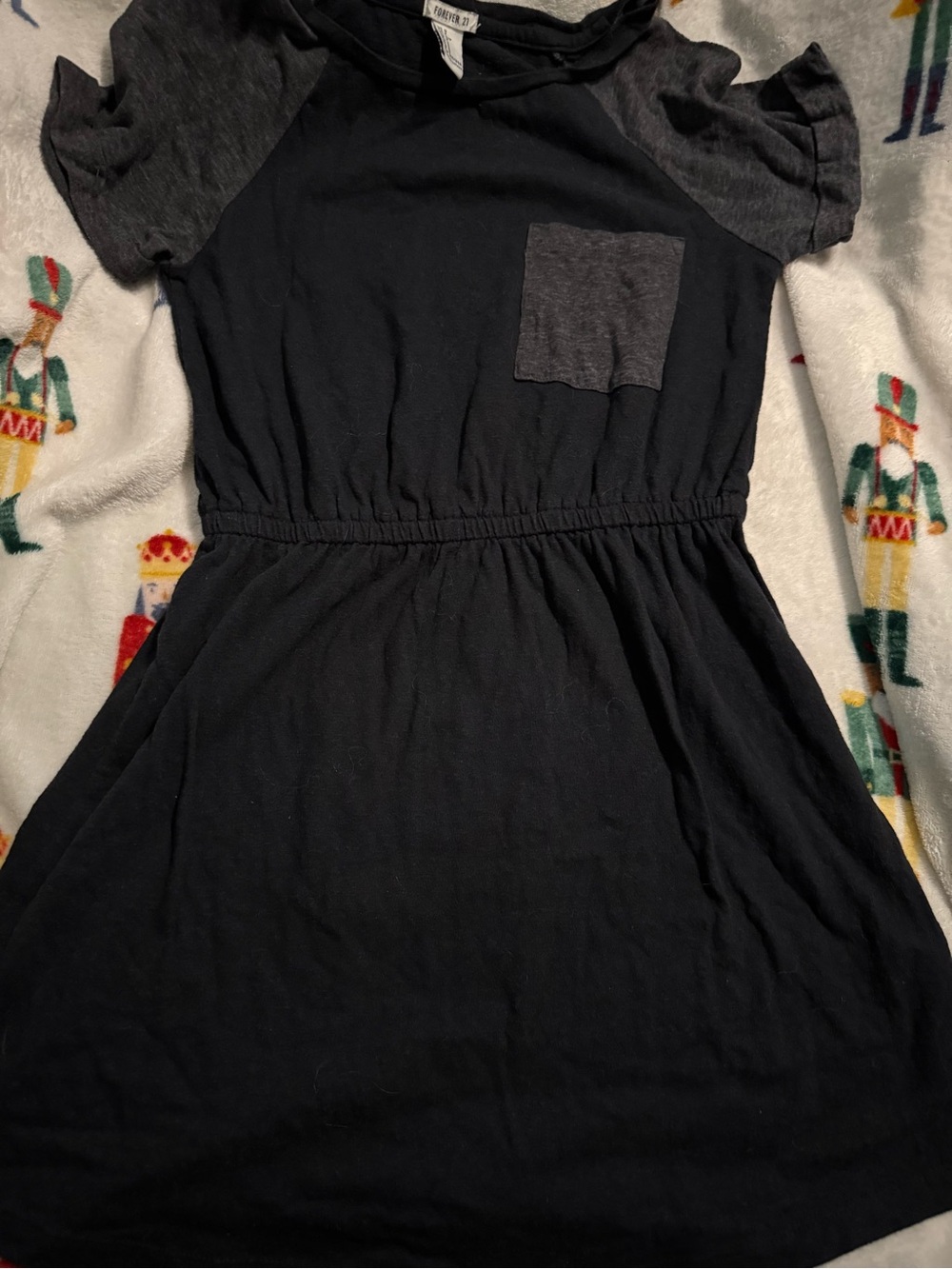 Forever 21 Black Mini Dress with Charcoal Sleeves